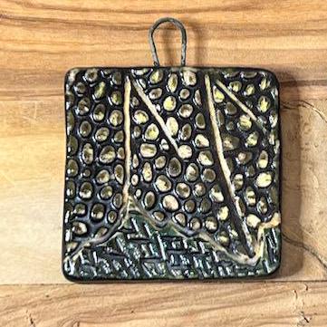 Leaves and Textures in Black Ceramic Pendants