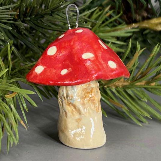 Red and White Mushroom Ceramic Ornament #3