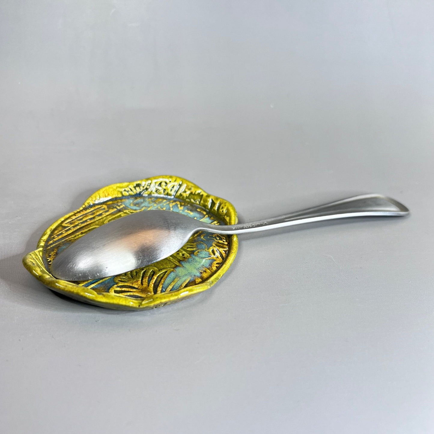 Succulent Patterned Stoneware Teabag Holder/Spoon Rest