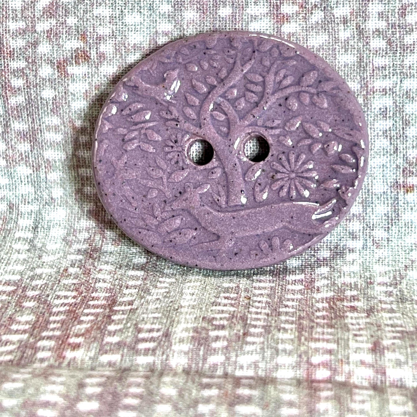 Lg Dark Lavender Porcelain Woodland Deer Oval Button