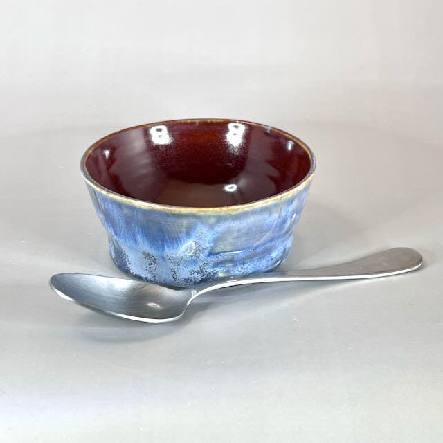 Handmade Glazed Stoneware Prep Bowl, Blue Berry Condiment Bowl
