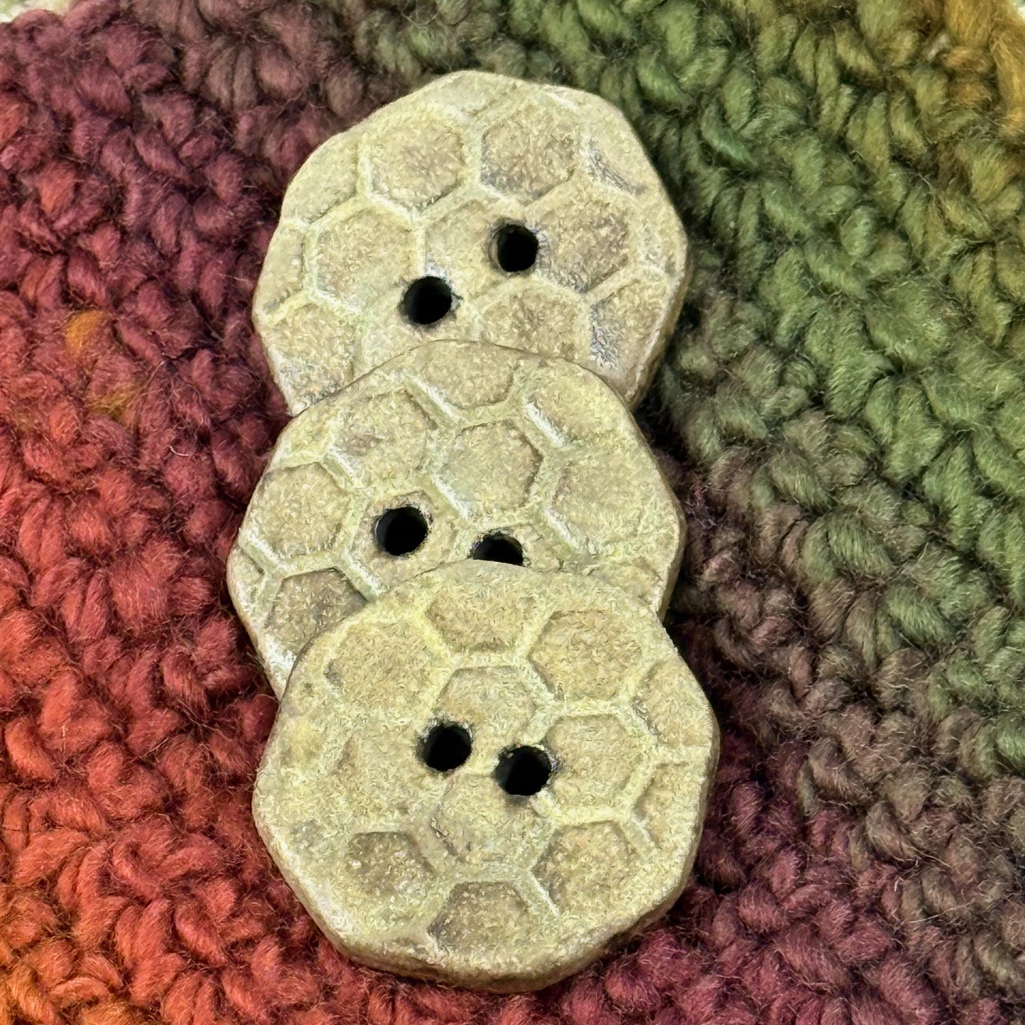 Golden Yellow Bee Hive Pattern on Black Porcelain Octagon Shaped Button