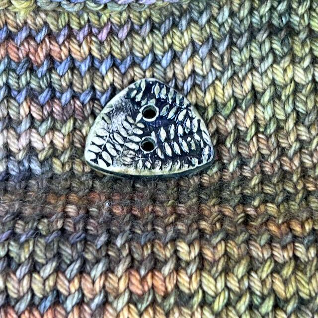 Woodland Fern Textured Triangular Ceramic Button