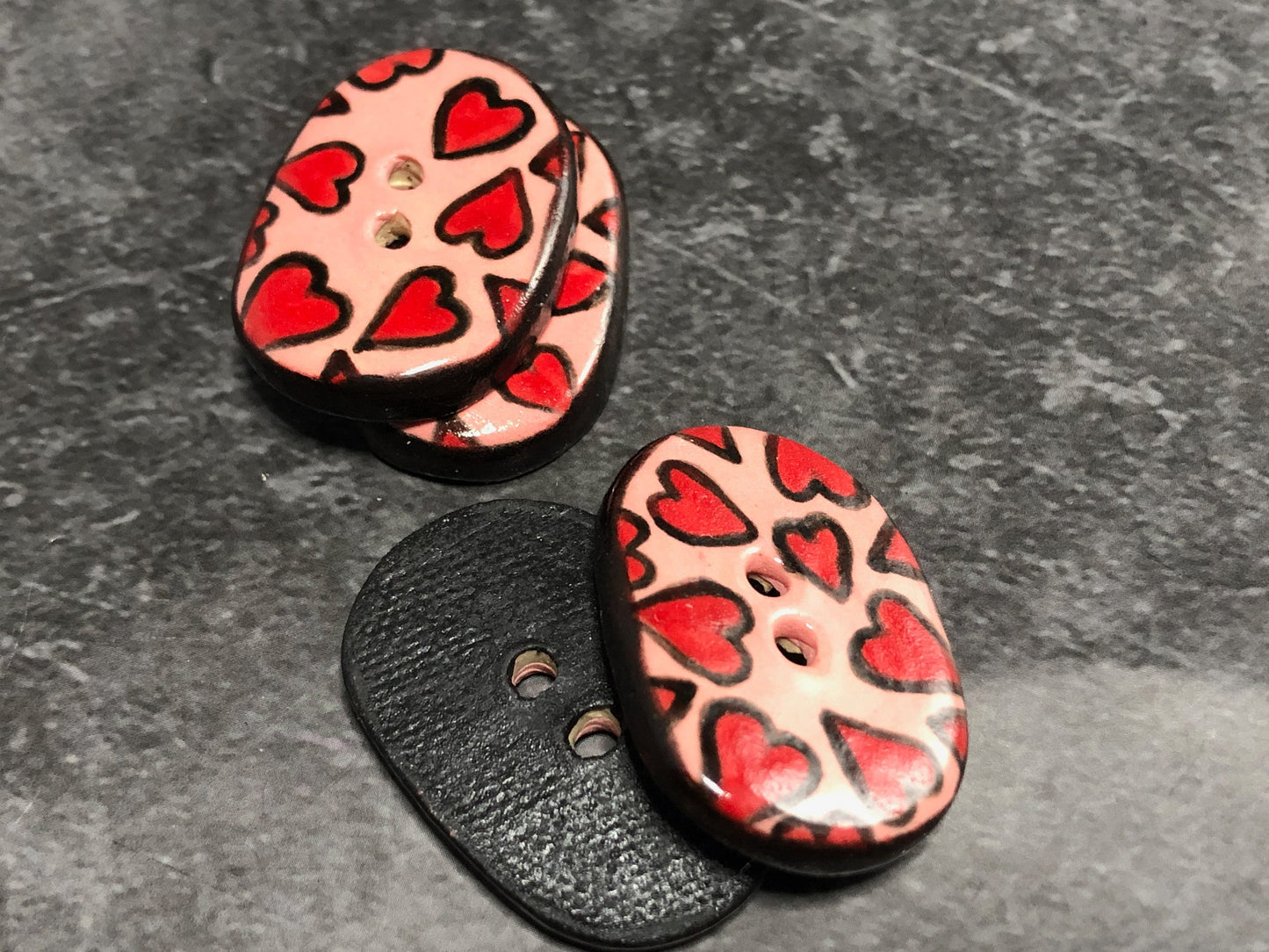 Valentine Hearts Oval Button