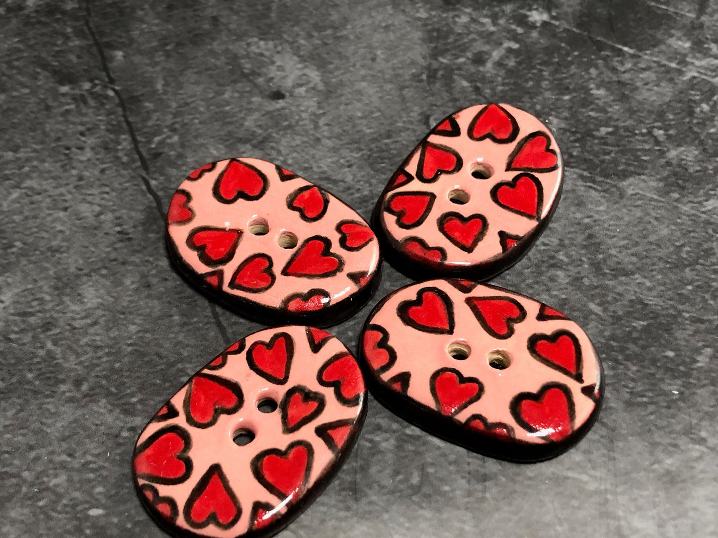 Valentine Hearts Oval Button