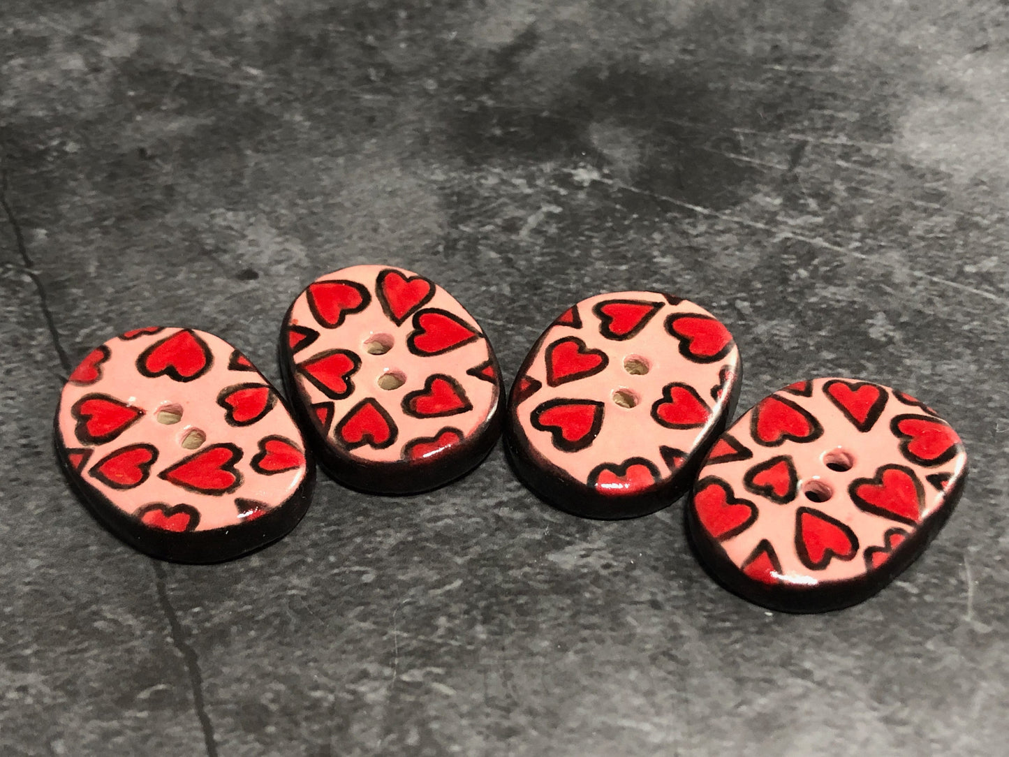Valentine Hearts Oval Button
