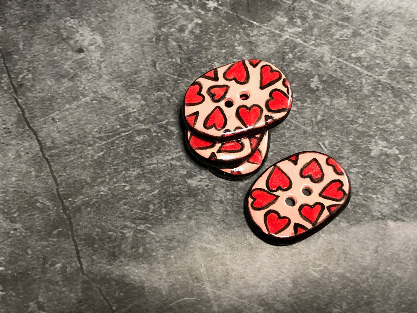 Valentine Hearts Oval Button
