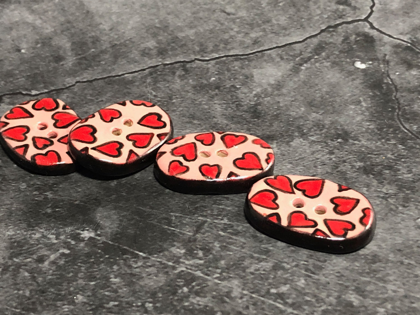 Valentine Hearts Oval Button