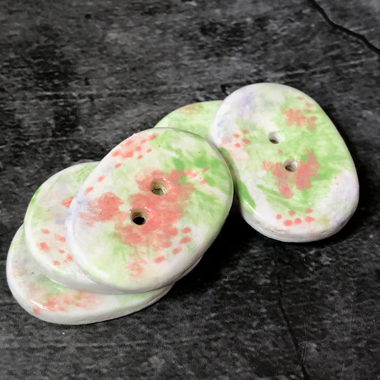 Watercolor Spring Floral Oval Buttons