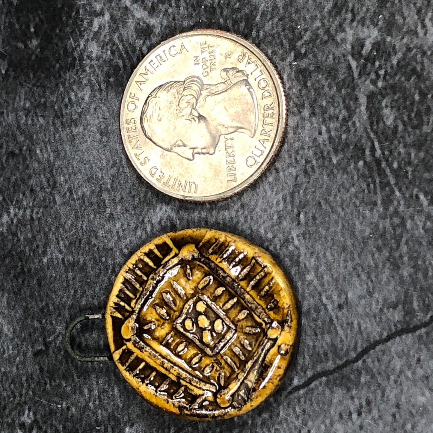 Textured Amber Round Pendant Jewelry Components