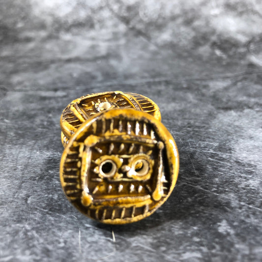 Textured Amber Brown Button