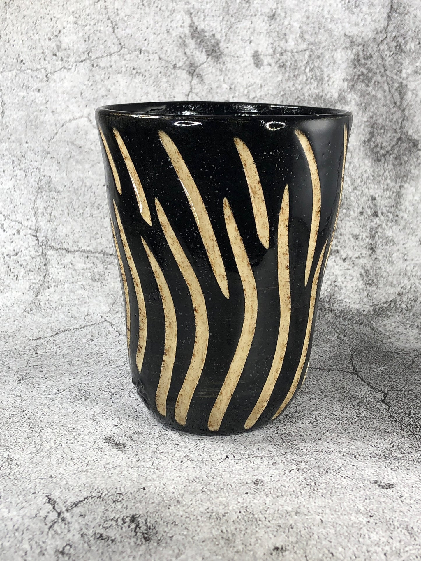 Black and Natural Stoneware Tumbler