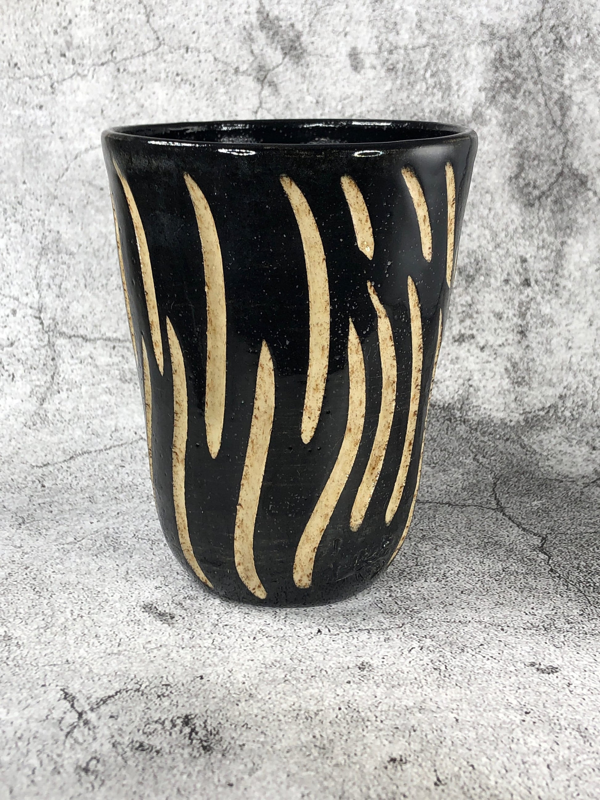 Black and Natural Stoneware Tumbler