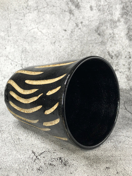 Black and Natural Stoneware Tumbler