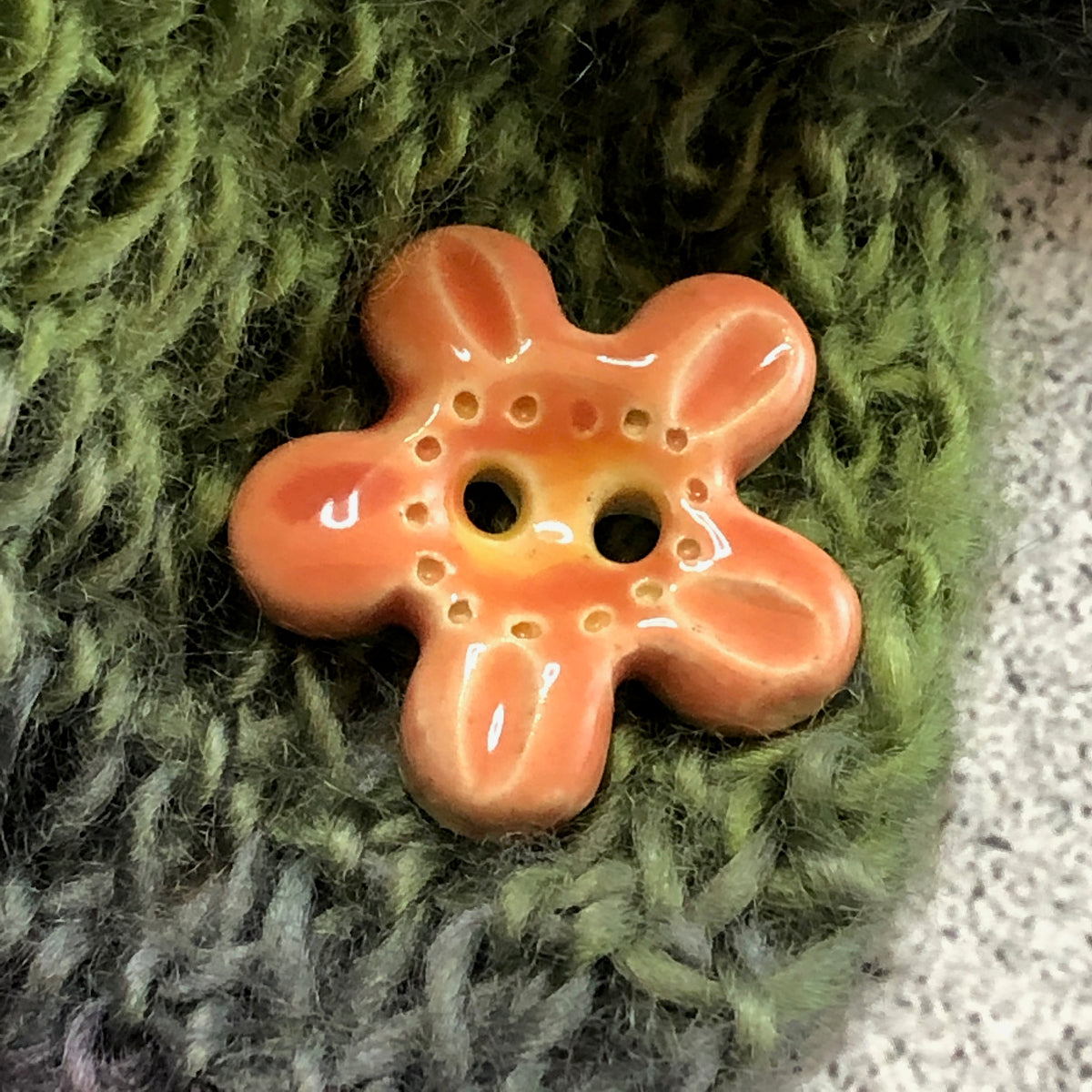 Pink and Orange 5 Petal Flower Button