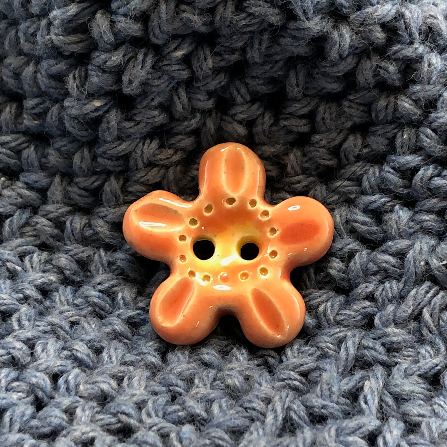 Pink and Orange 5 Petal Flower Button