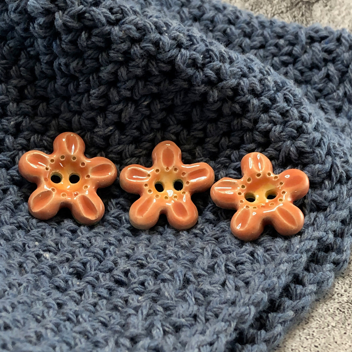Pink and Orange 5 Petal Flower Button