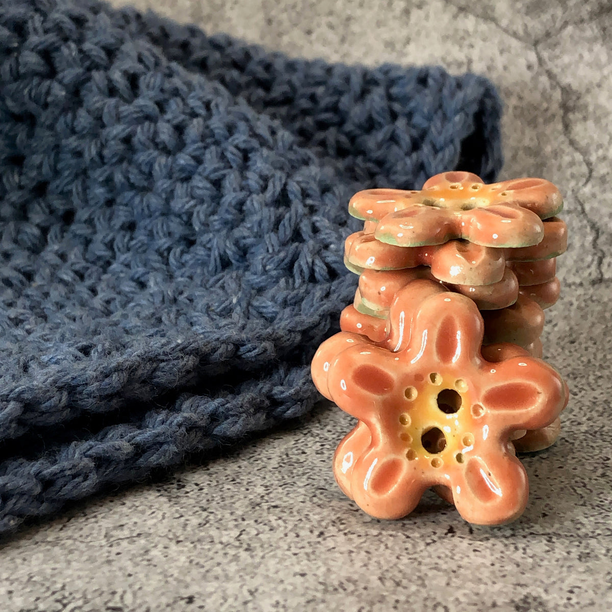 Pink and Orange 5 Petal Flower Button