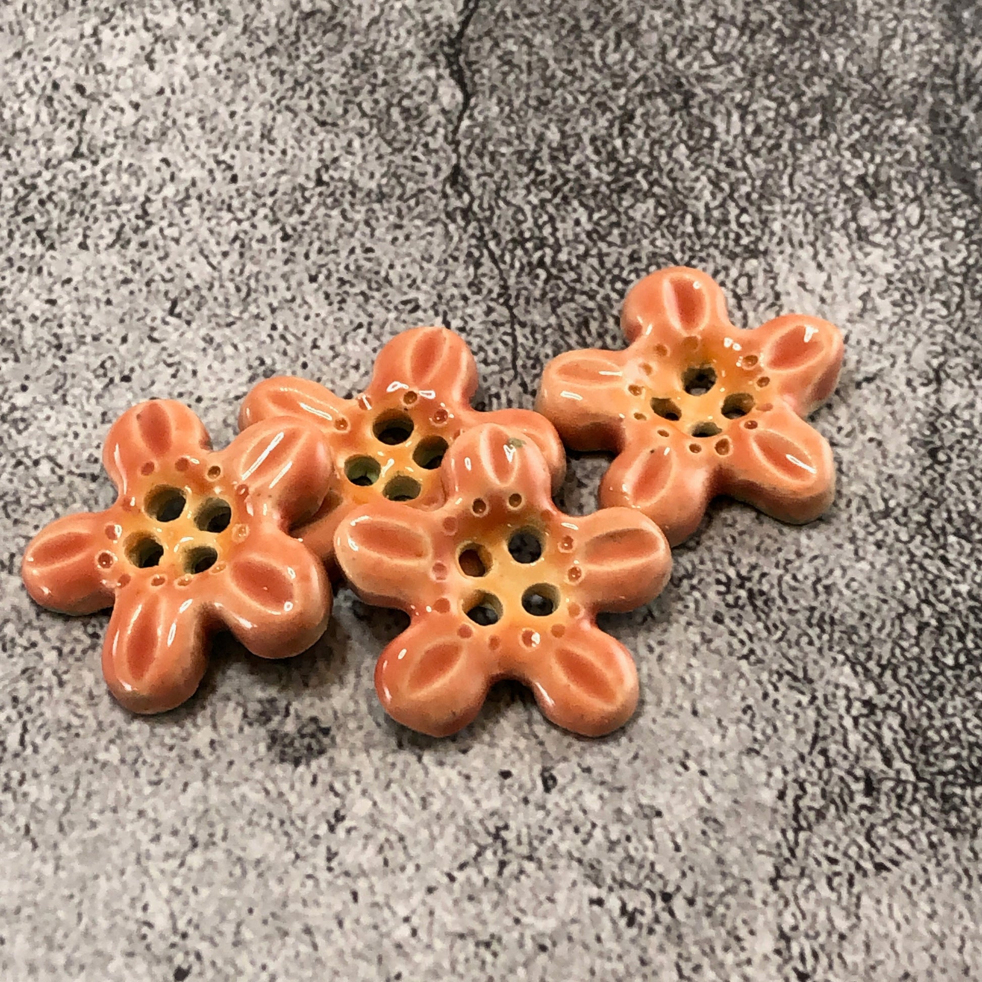 4-Hole Pink and Orange Five Petal Flower Buttons