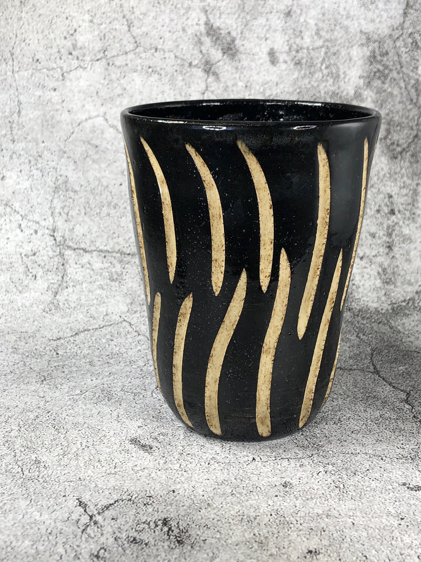 Black and Natural Stoneware Tumbler