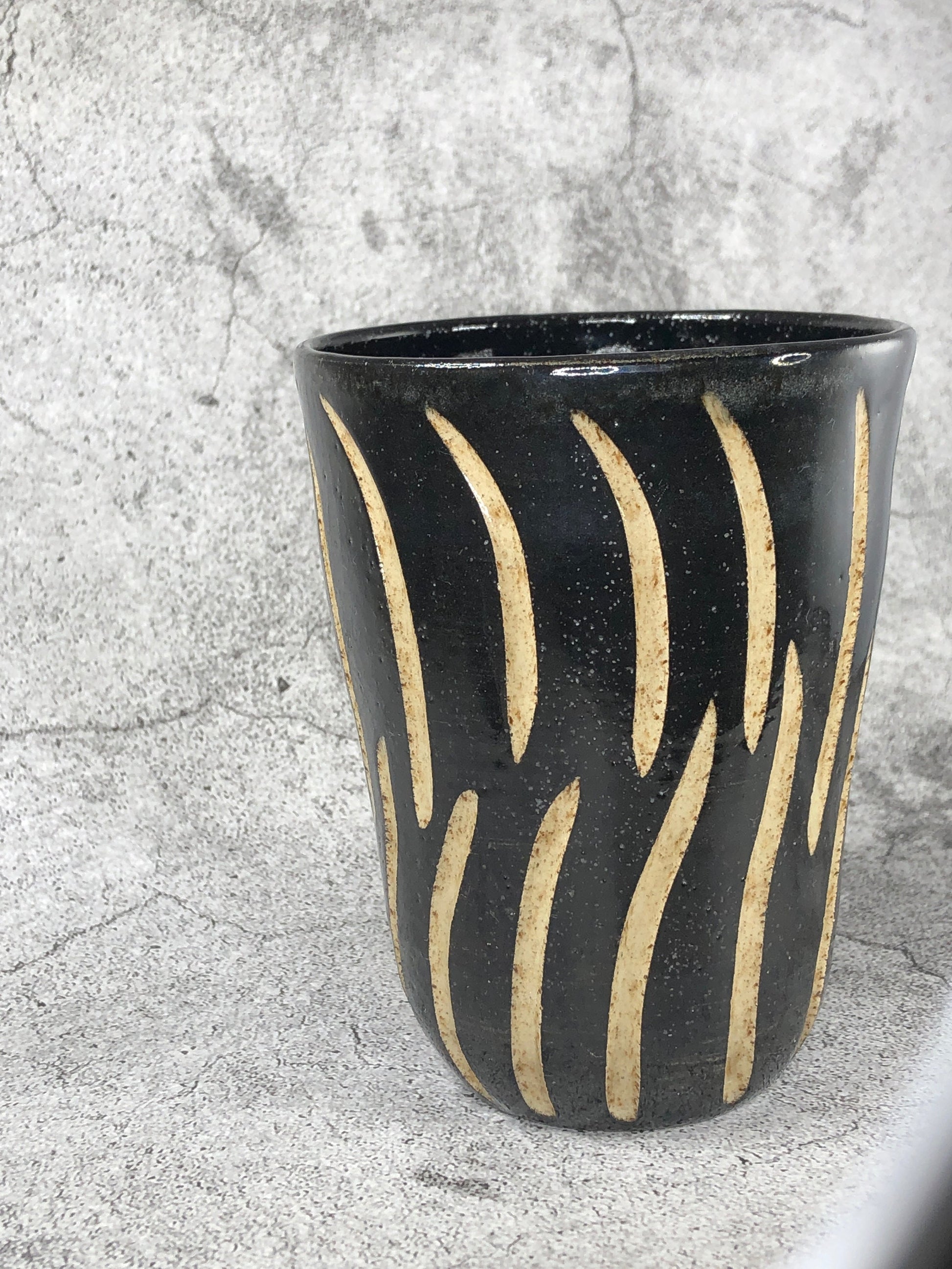 Black and Natural Stoneware Tumbler