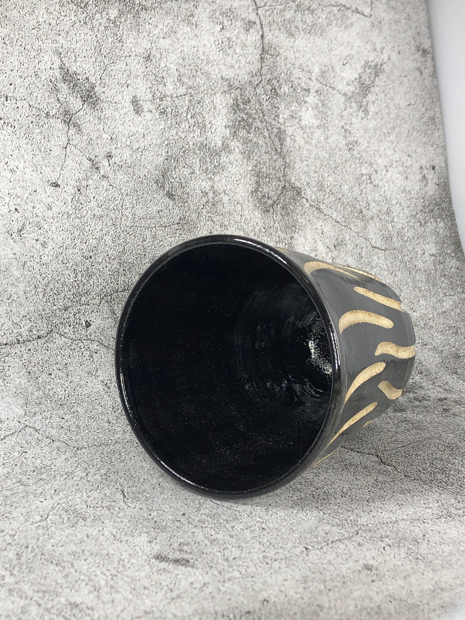 Black and Natural Stoneware Tumbler