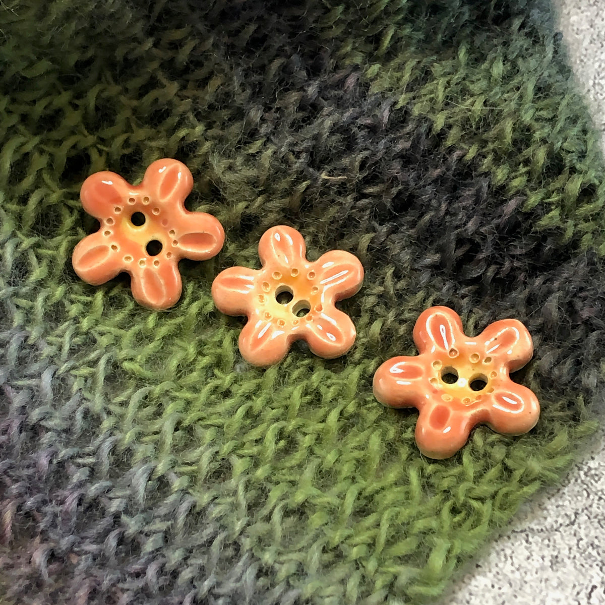 Pink and Orange 5 Petal Flower Button