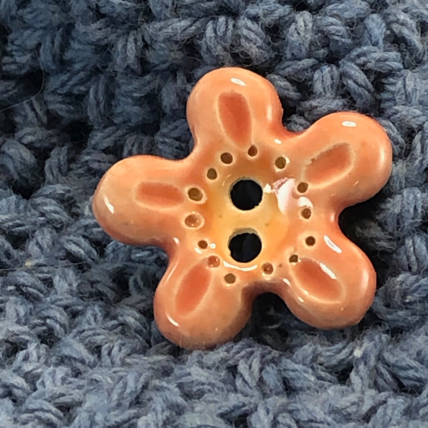 Pink and Orange 5 Petal Flower Button