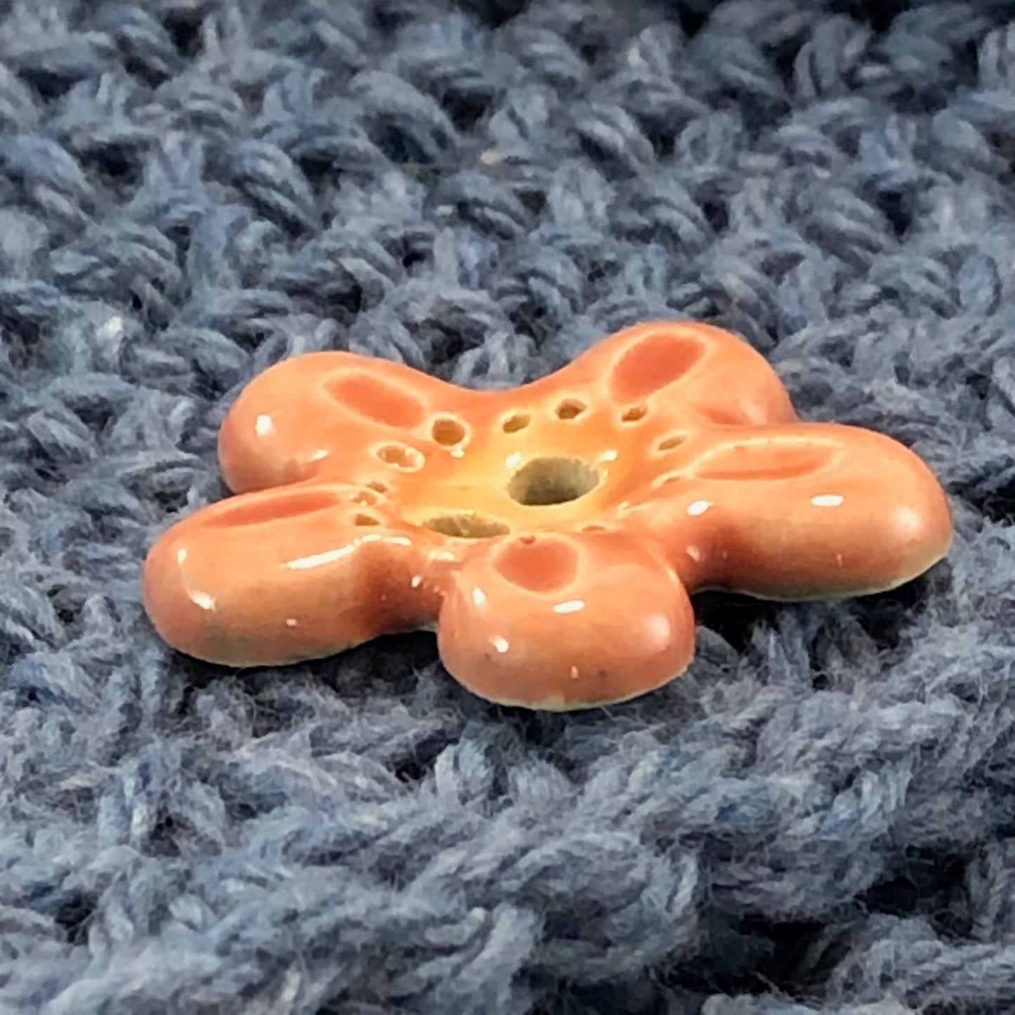 Pink and Orange 5 Petal Flower Button