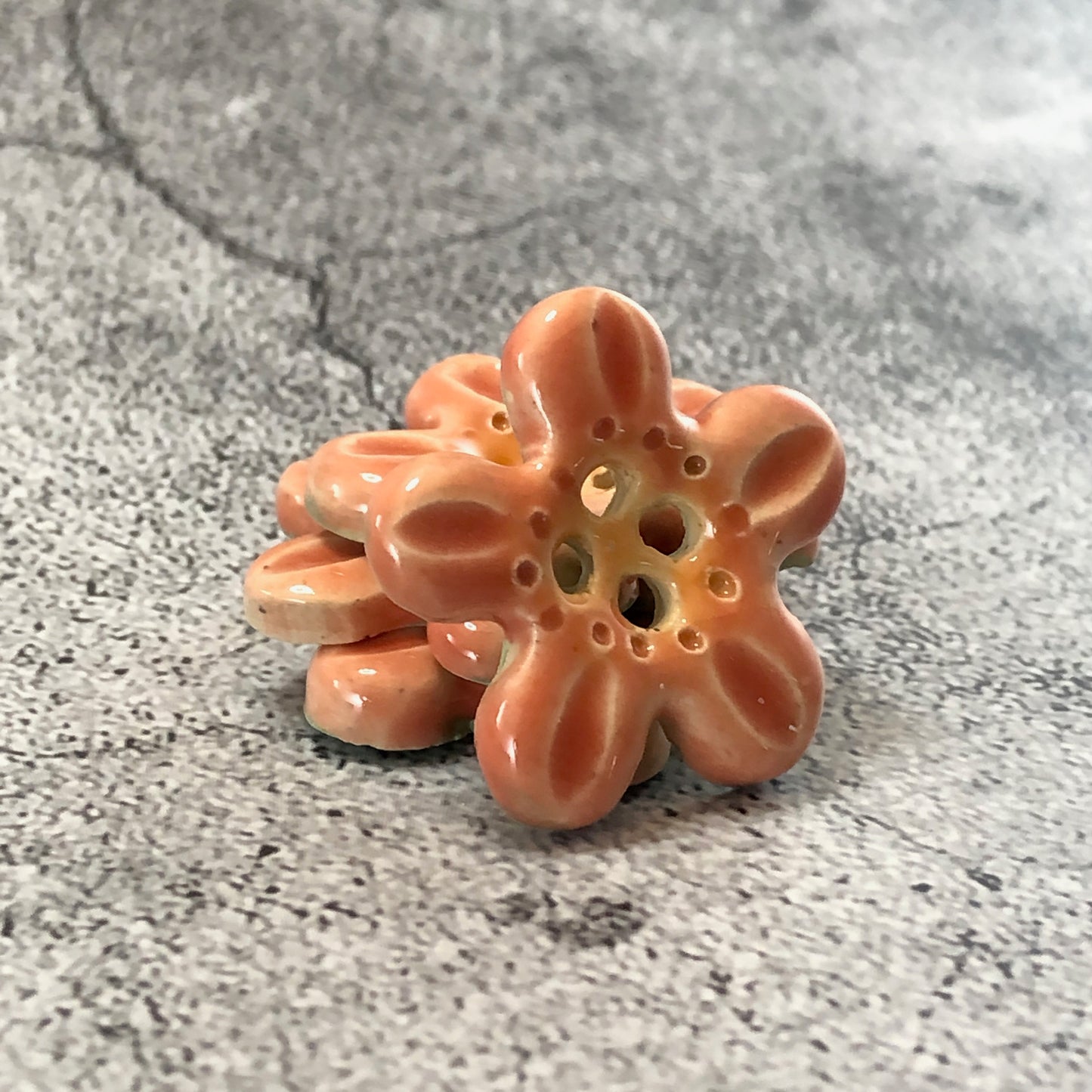 4-Hole Pink and Orange Five Petal Flower Buttons