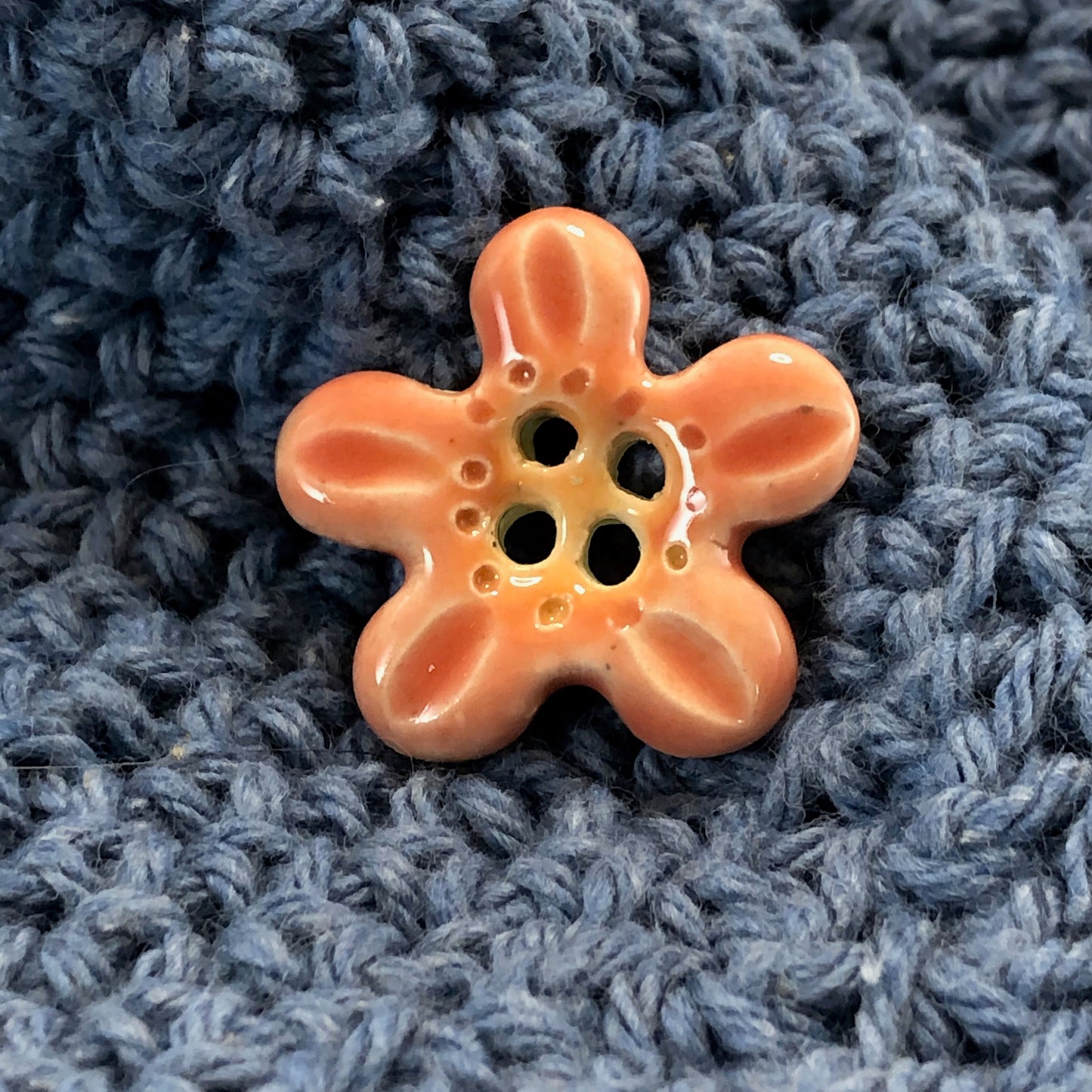 4-Hole Pink and Orange Five Petal Flower Buttons