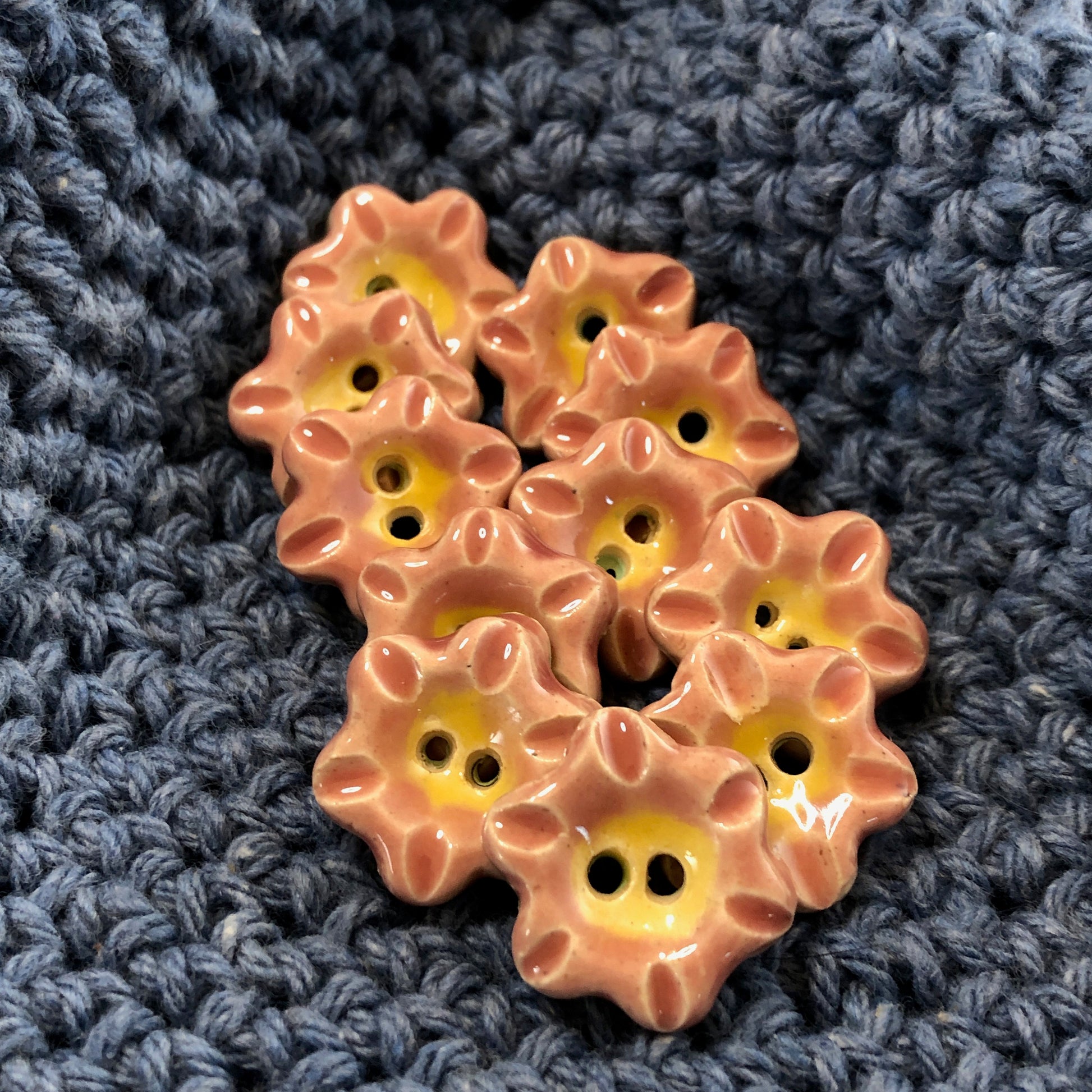 Round Pink and Yellow Flower Button