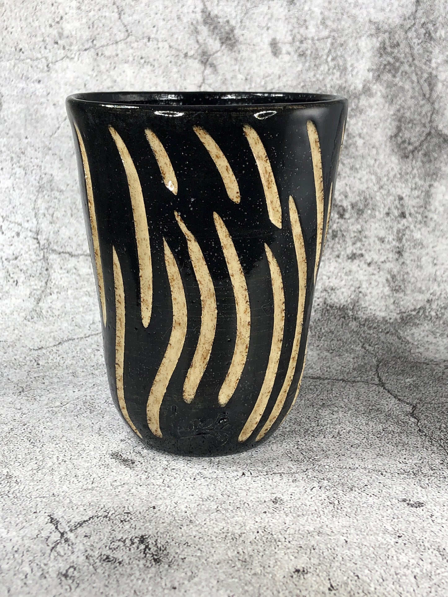 Black and Natural Stoneware Tumbler