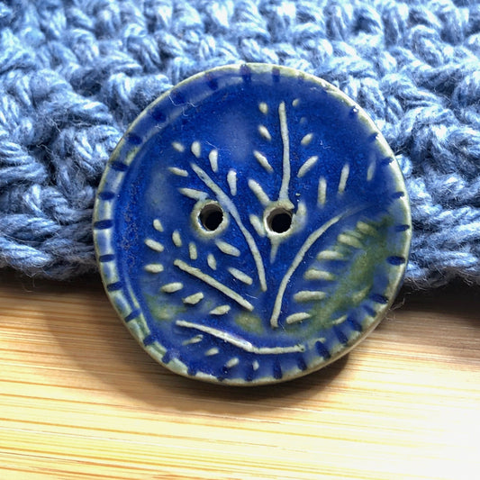Large Blue and Green Wheat Round Button