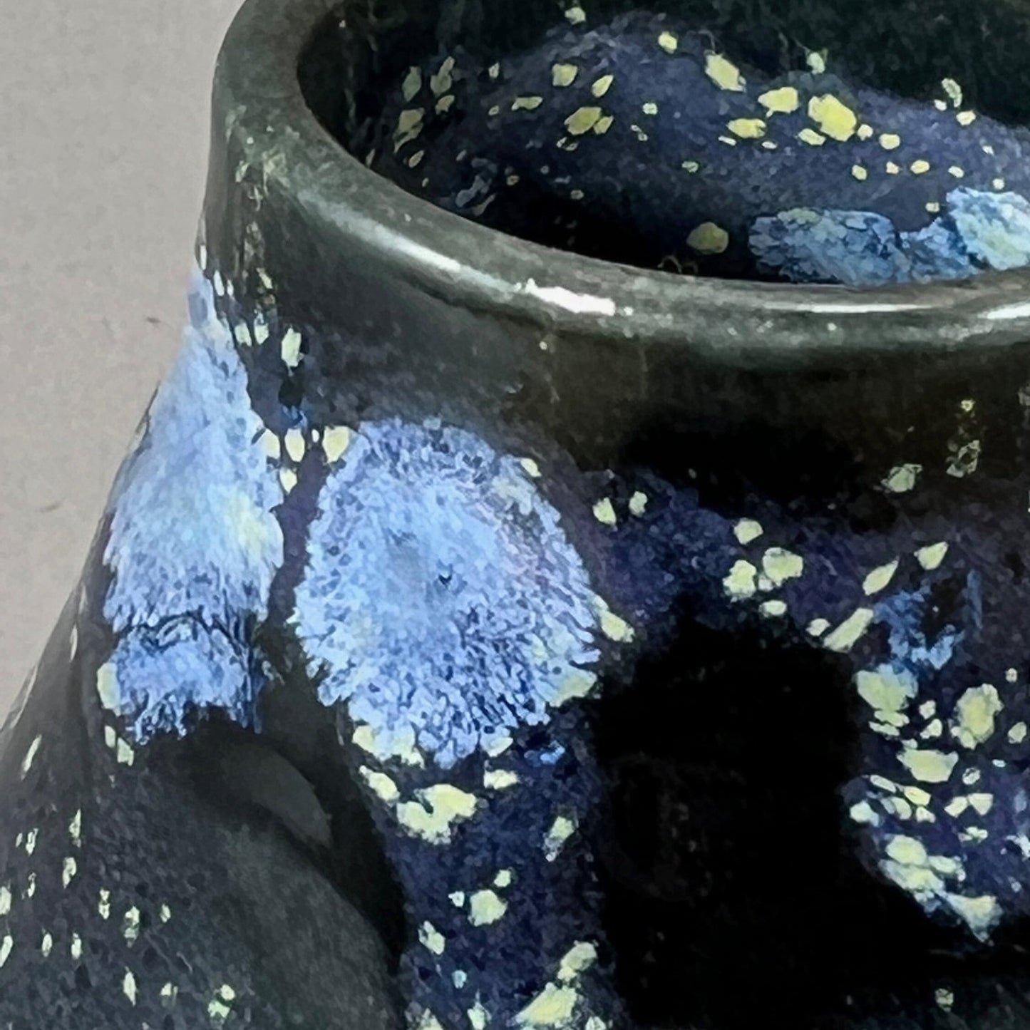 Black with Blue Hydrangea Accents Bud Vase