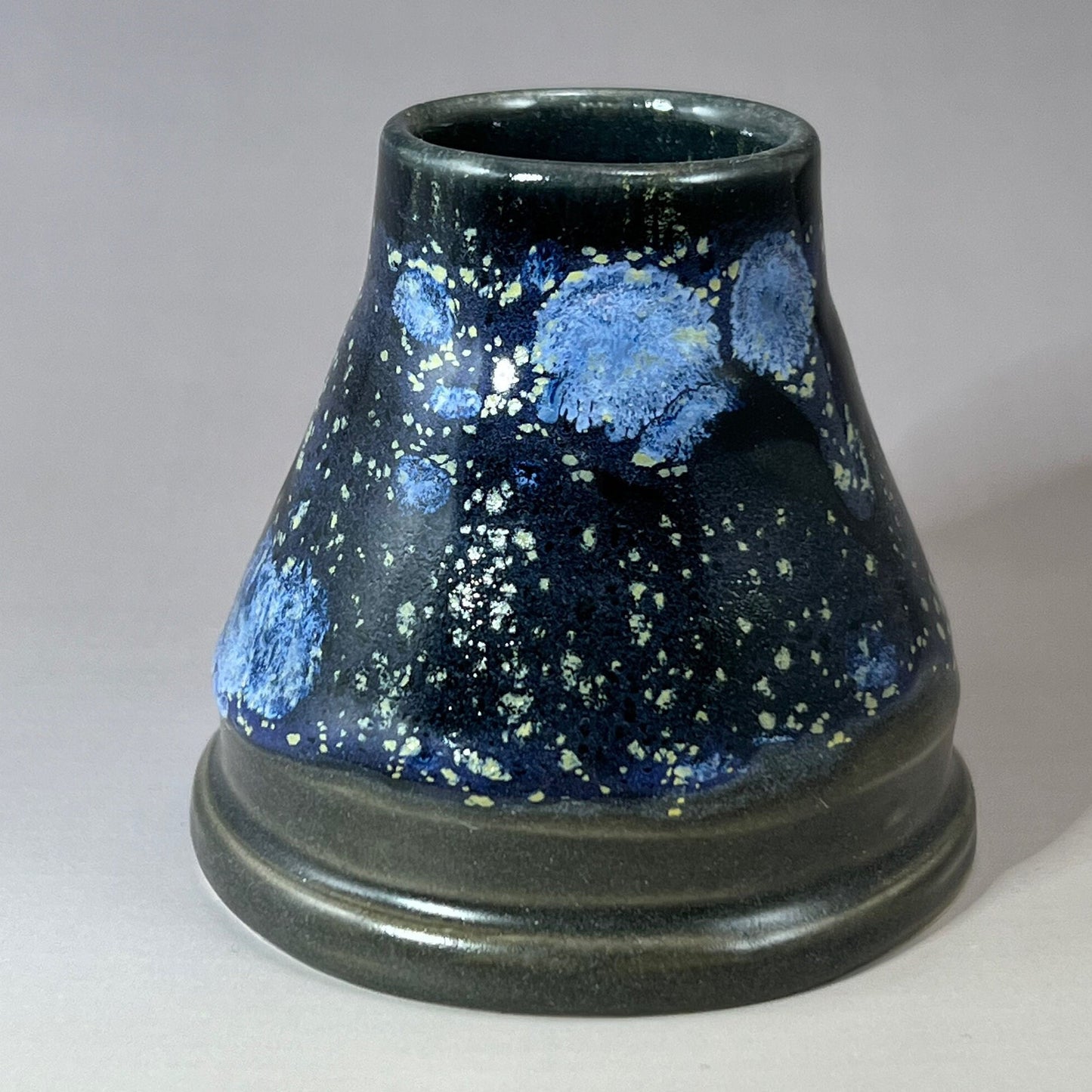Black with Blue Hydrangea Accents Bud Vase