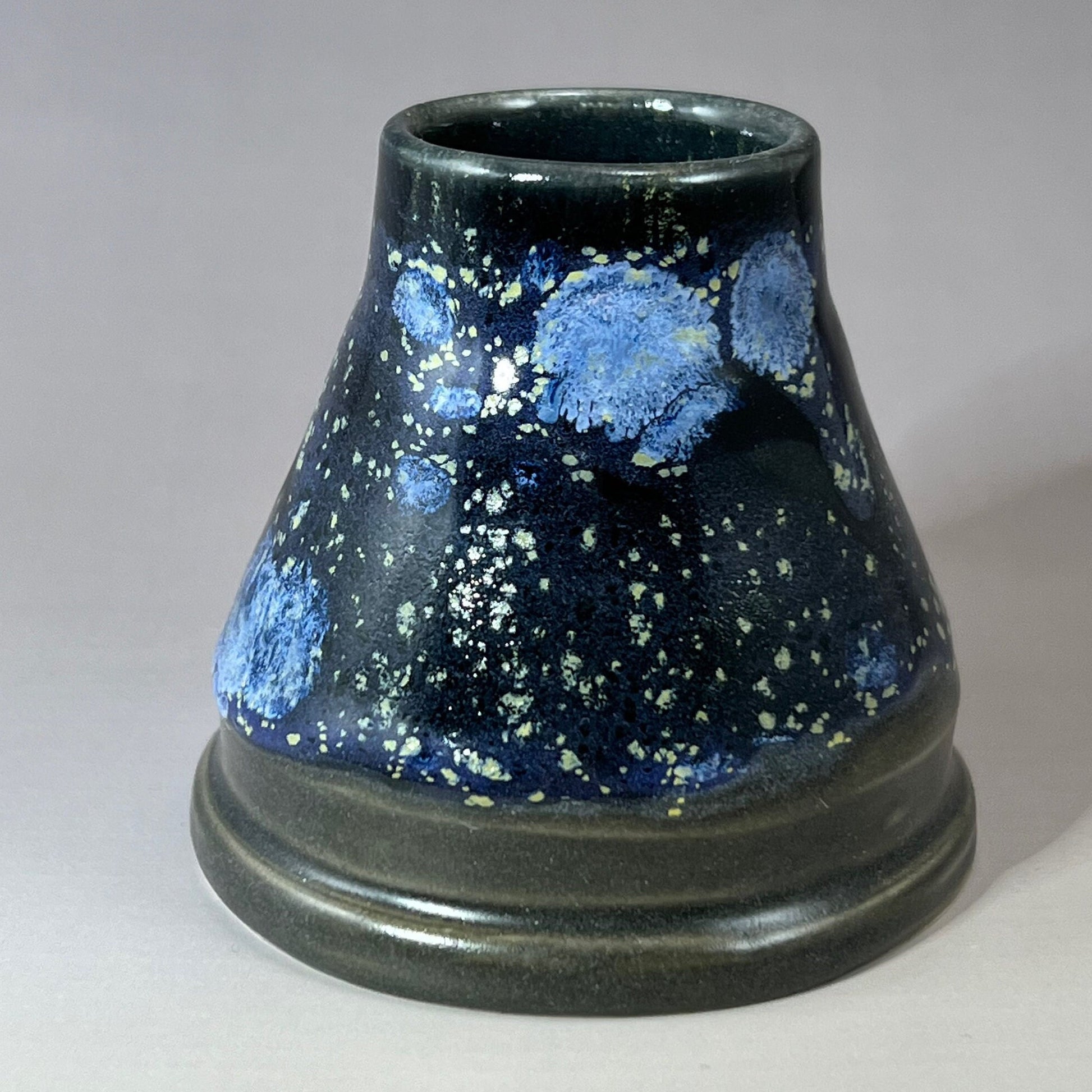 Black with Blue Hydrangea Accents Bud Vase