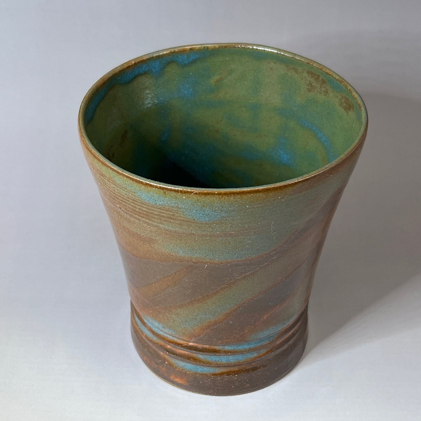 Green, Brown, and Blue Brown Stoneware Tumbler