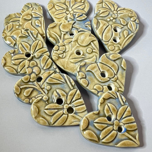 Light Yellow and Blue Floral Hearts