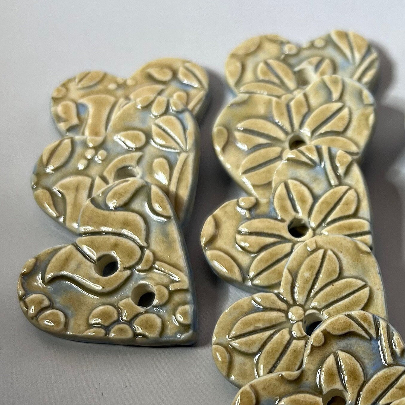 Light Yellow and Blue Floral Hearts