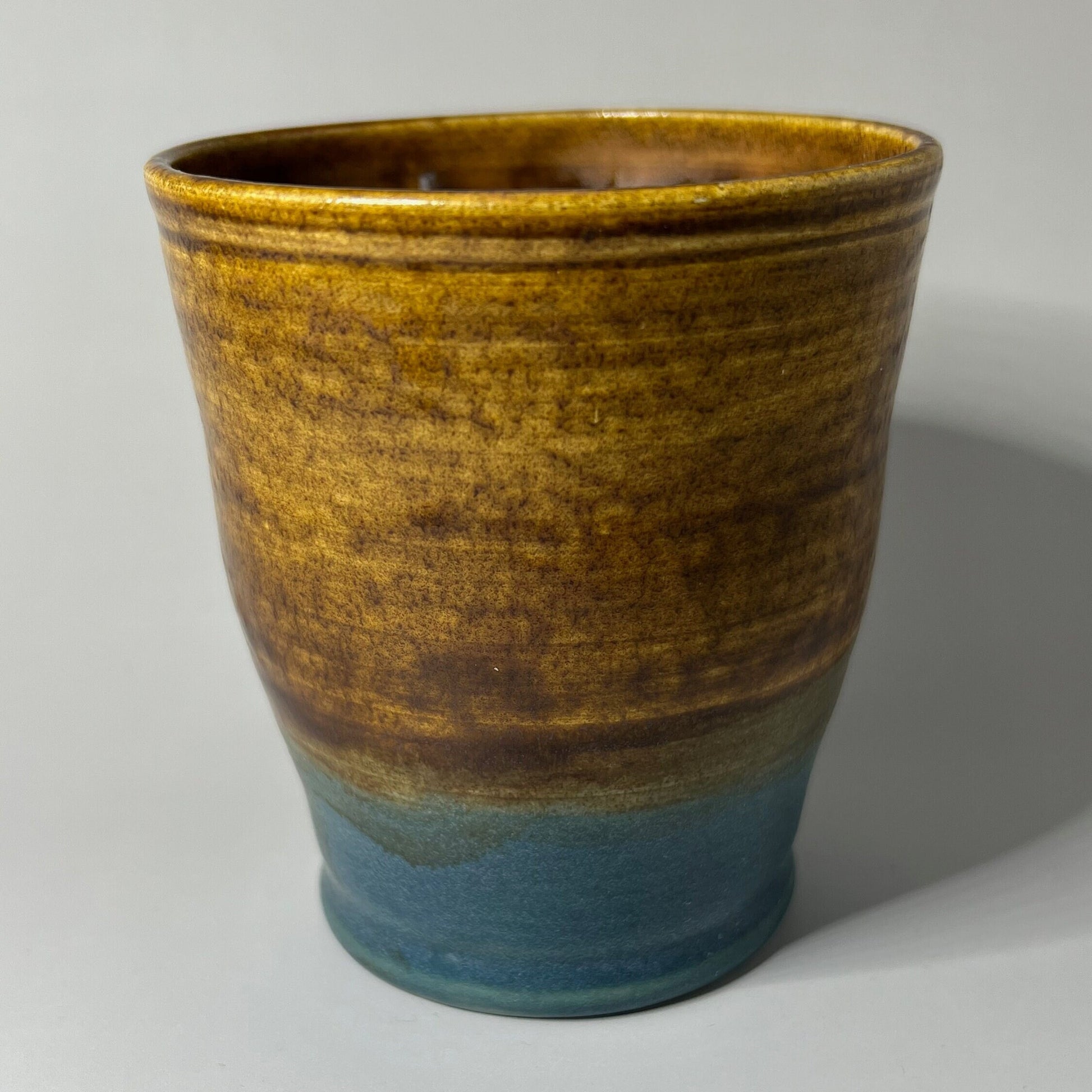 Brown and Cerulean Blue Ceramic Tumbler