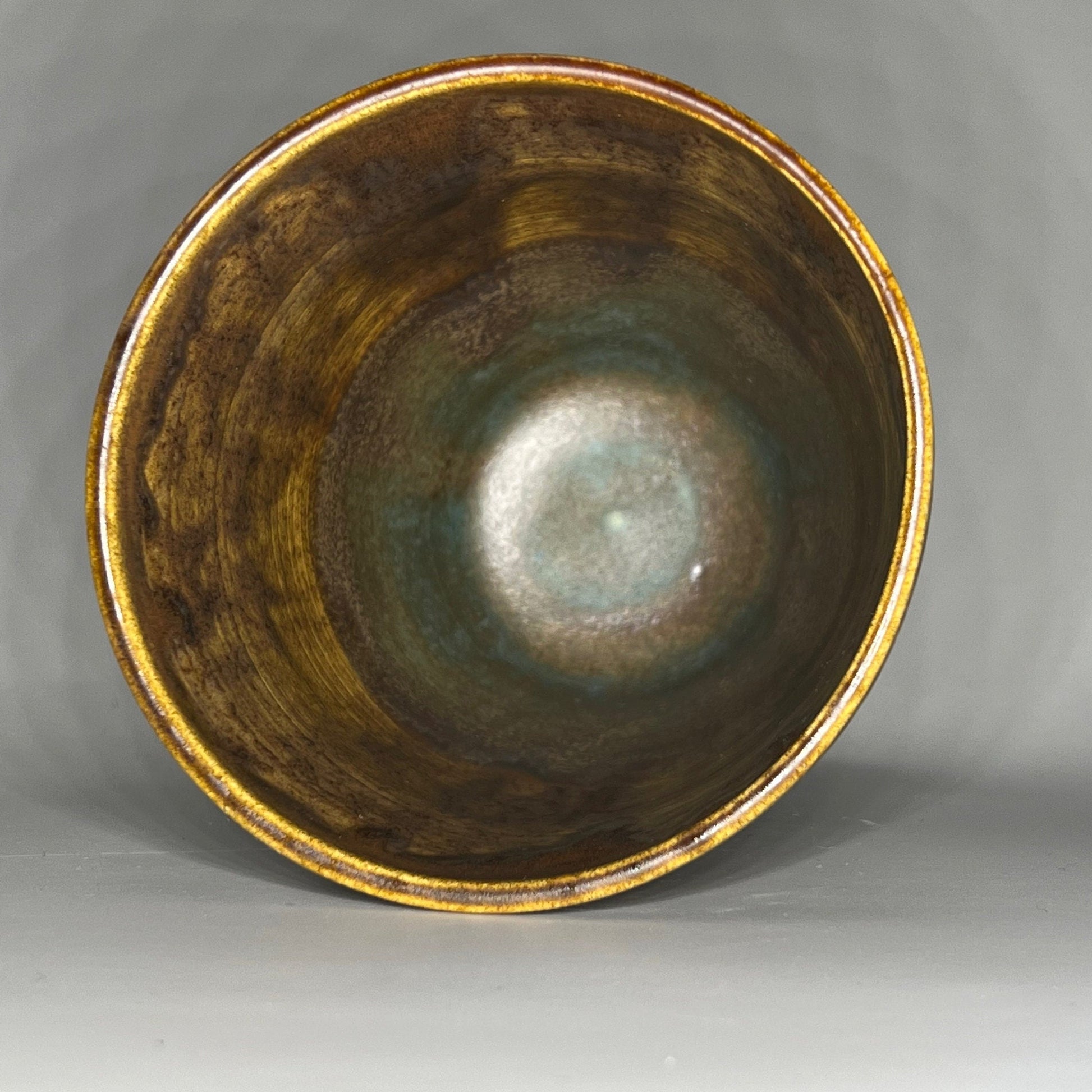 Brown and Cerulean Blue Ceramic Tumbler