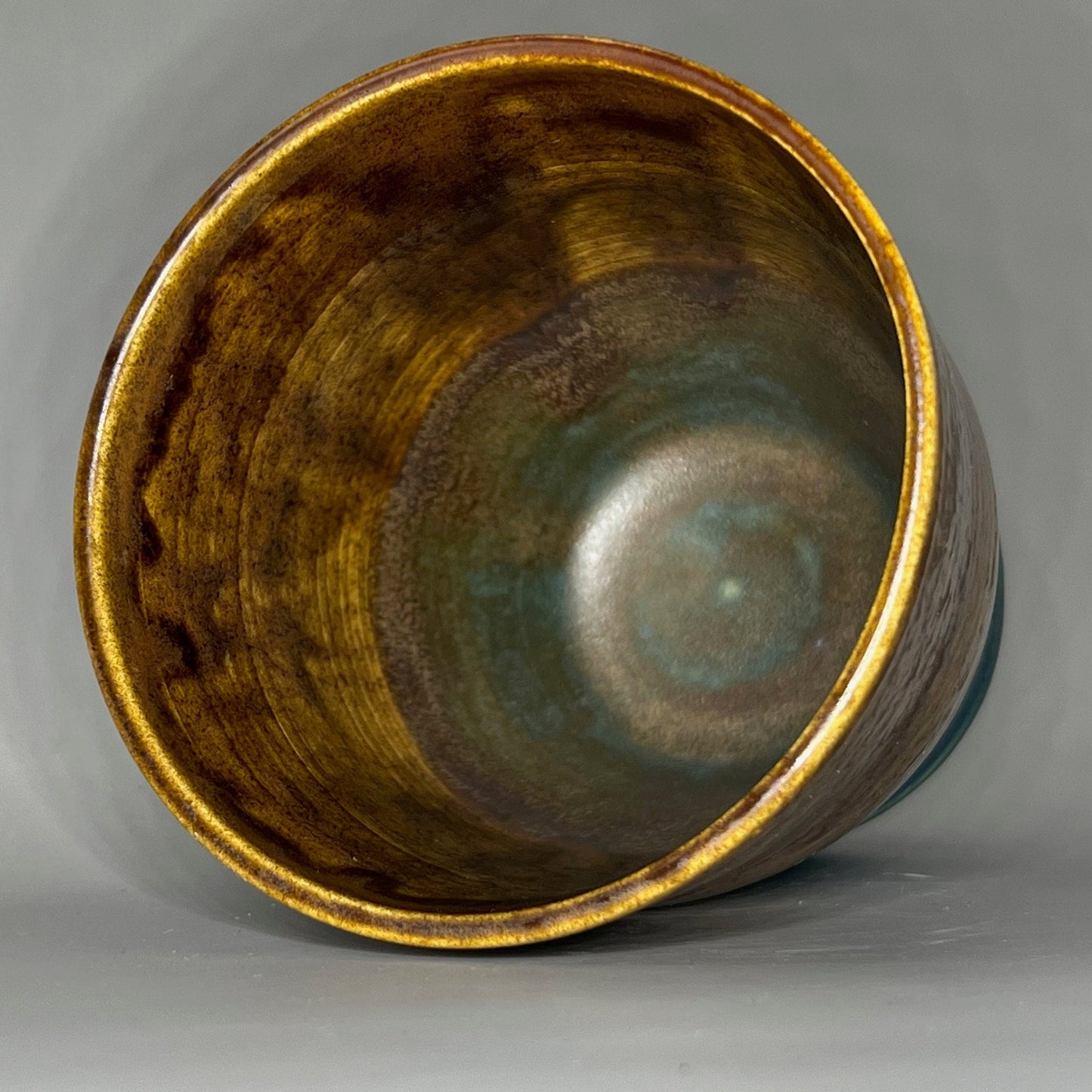Brown and Cerulean Blue Ceramic Tumbler