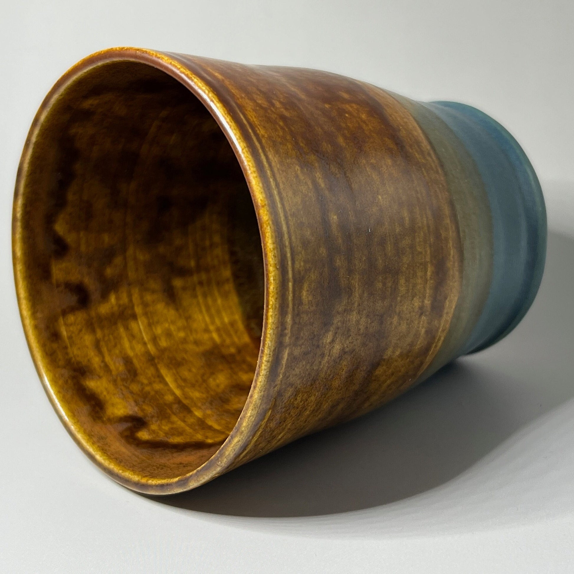 Brown and Cerulean Blue Ceramic Tumbler