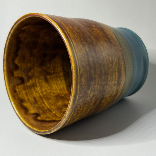 Brown and Cerulean Blue Ceramic Tumbler