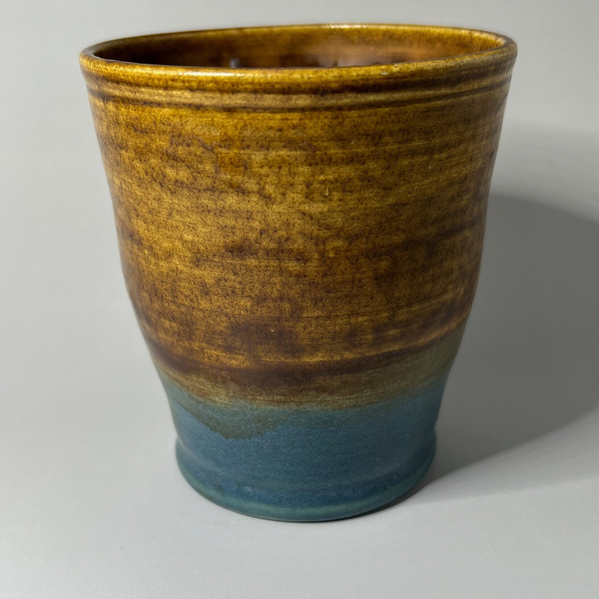 Brown and Cerulean Blue Ceramic Tumbler