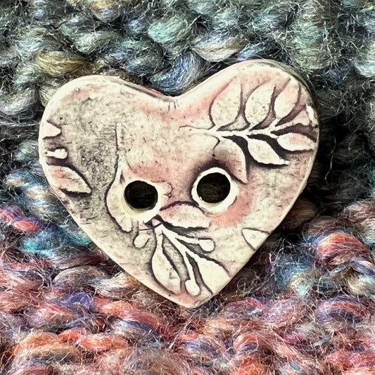 Old Fashion Floral Hearts Pink, White, and Black Ceramic Buttons