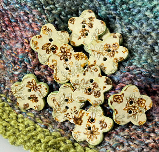 Handmade Ceramic Cottage Core Flower Buttons