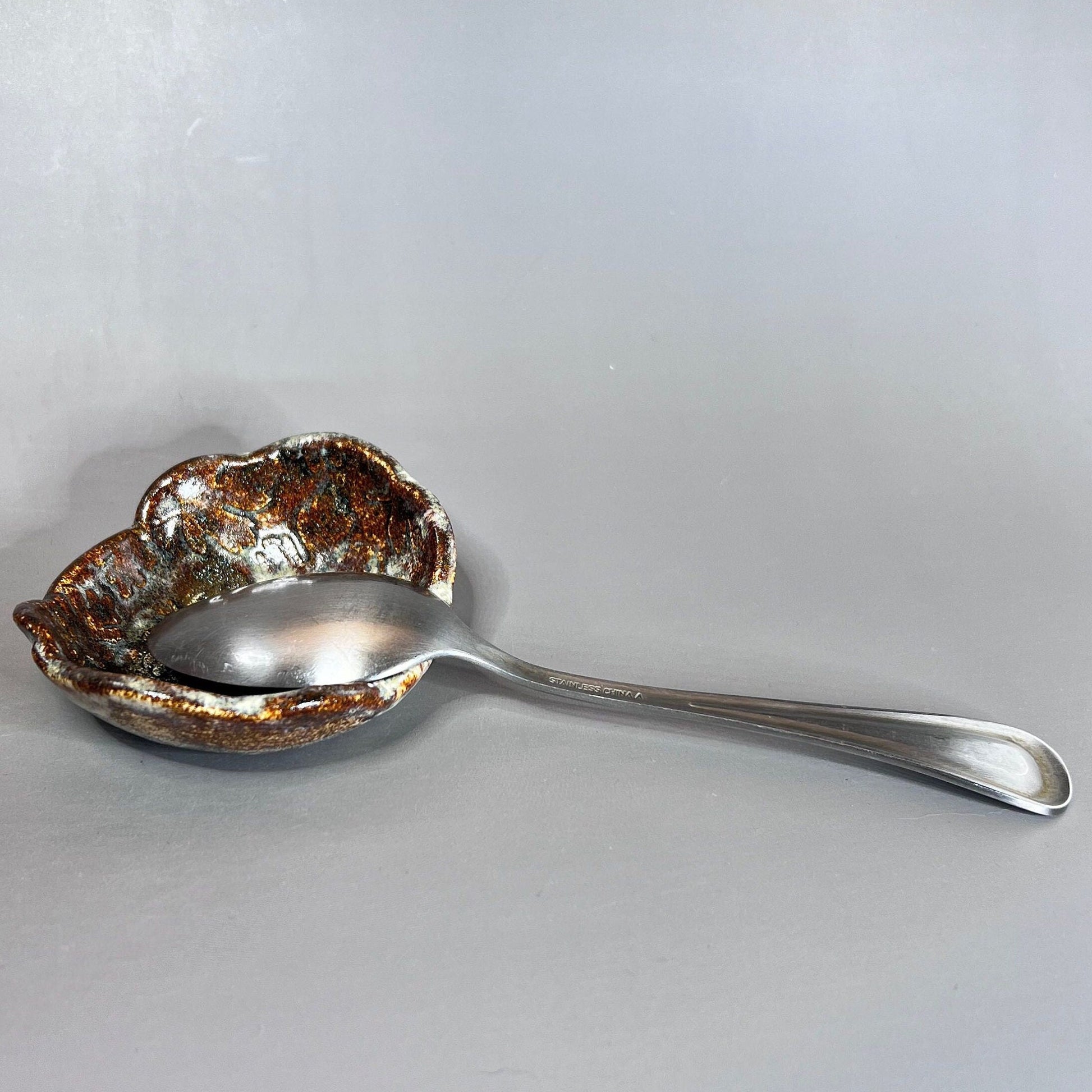 Brown Fall Leaves With Frost Teabag Holder/Spoon Rest