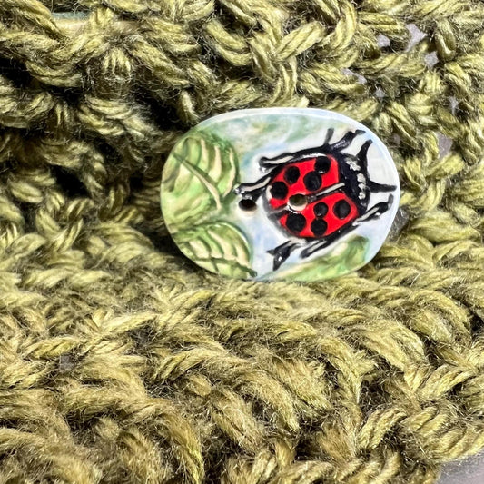 Ladybug in the garden Oval Shaped Ceramic Buttons